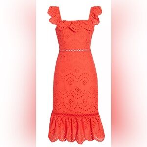 Sam Edelman Coral Eyelet Midi Dress